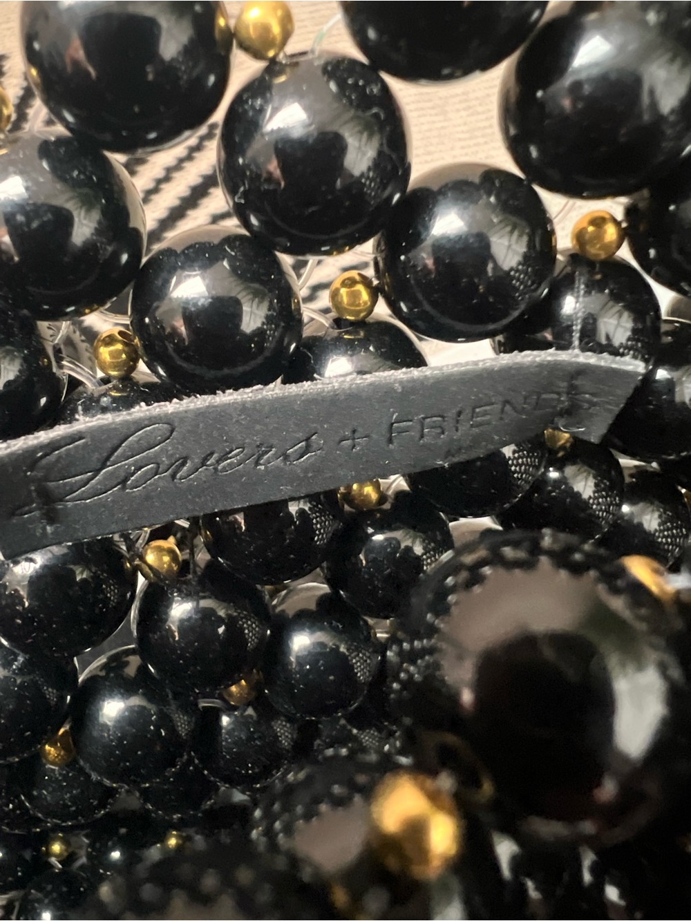 Lovers + Friends Black Meggy Beaded Mini Tote with Gold Accents - Picture 7 of 7